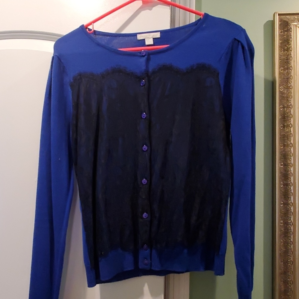 Black lace blue sweater